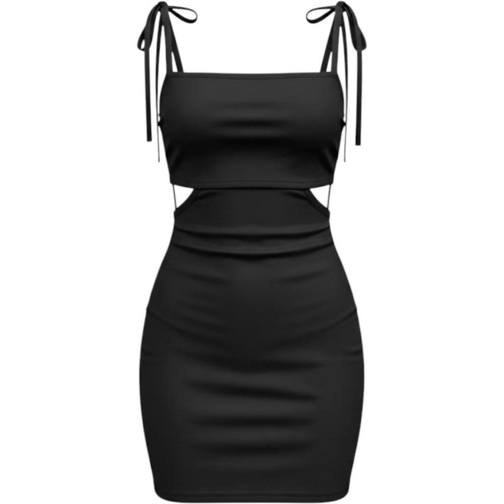 Princess Polly Black Cut Out Mini Dress Tie Shoulder Bodycon Womens Size 2 US